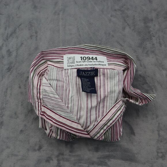 Jazzie Shirt Women 2X Pink Long Sleeve Button Up Casual Striped Plus Size - Picture 16 of 16